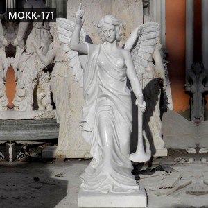 Life Size Hand Carved Marble Angel Statue Wing Sculpture Factory Supply MOKK-171