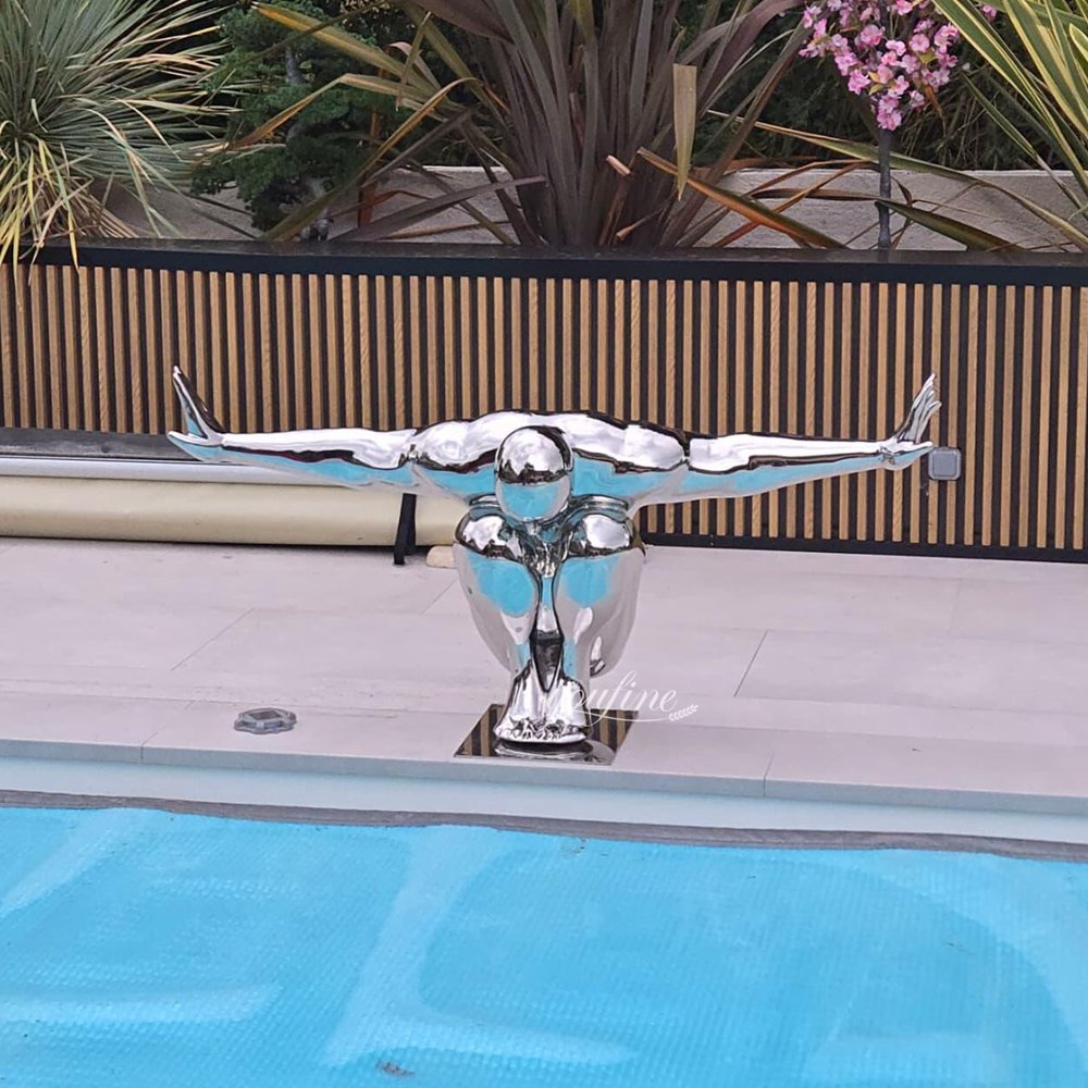 exquisite stainless steel diving man sculpture