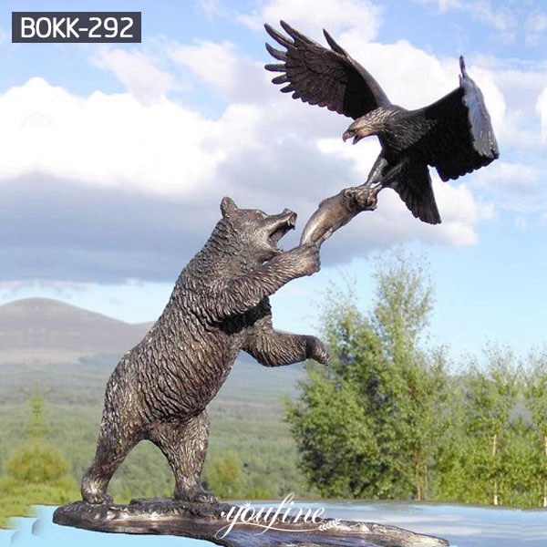 Garden Decorative Bronze Bear Statue with Eagle Fighting Fish for Sale BOKK-292