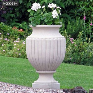 Hot Sale Round Marble Planter Pots for Garden Decor Supplier MOKK-54-4