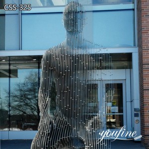 » Modern Stainless Steel Kneeling Man Sculpture Campus Decor for Sale