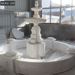  » Classic 2 Tiered White Marble Water Fountains for Garden Decor Supplier MOKK-590