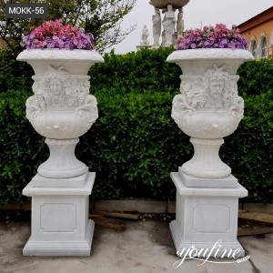 Classic Figures White Marble Flower Pot Garden Decor for Sale MOKK-56