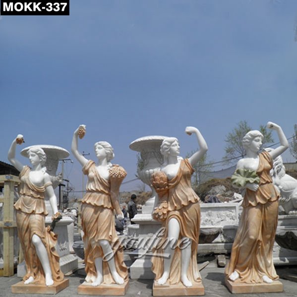 Life Size Hand Carved Four Season Maidens Sculpture White Marble Women Statue Design for Garden Decor for Sale