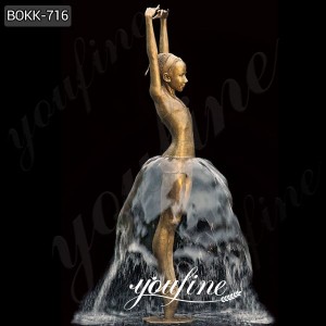 Beautiful Bronze Ballet Girl Dancing Water Fountain Garden Decor for Sale BOKK-716