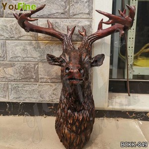  » Antique Bronze Deer Head Statue for Home Decor for Sale BOKK-849