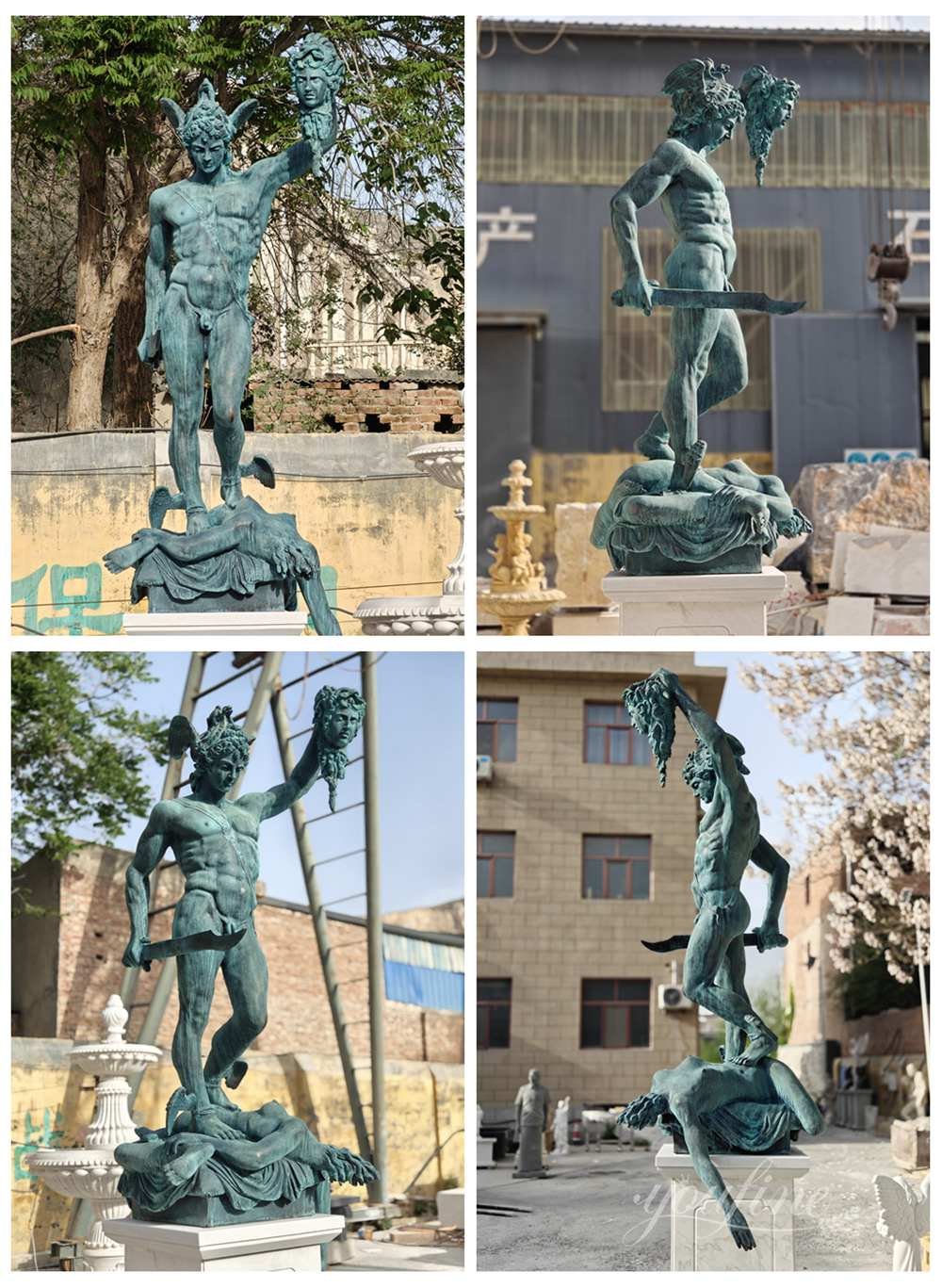 finished bronze Perseus with the head of Medusa sculpture replica details