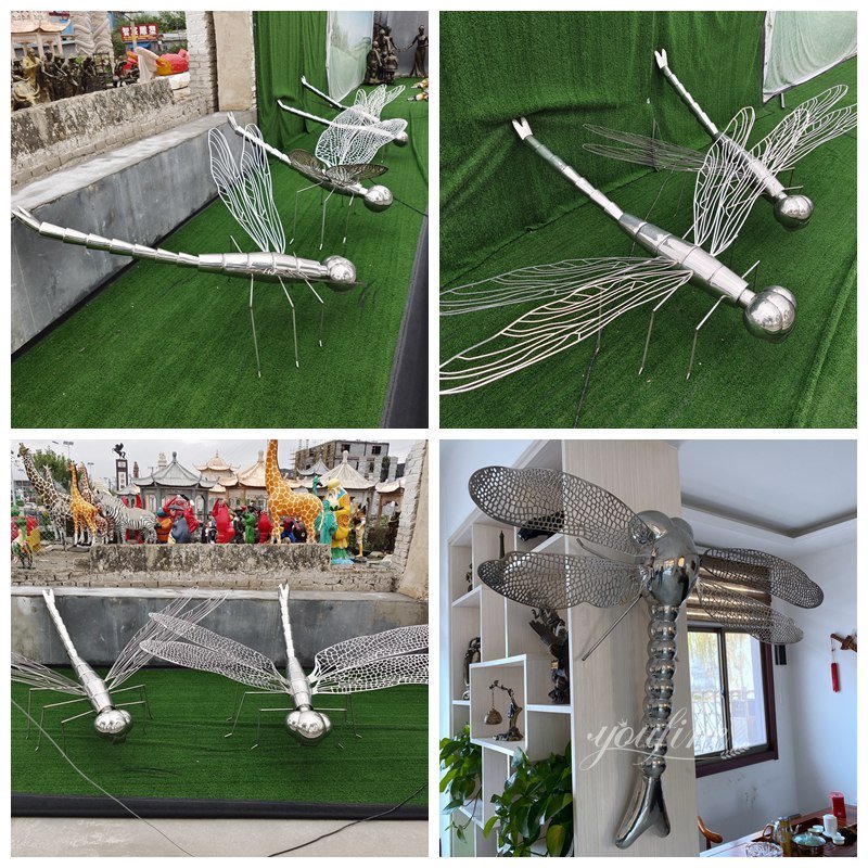 finished large metal dragonfly sculptures from the YouFine factory