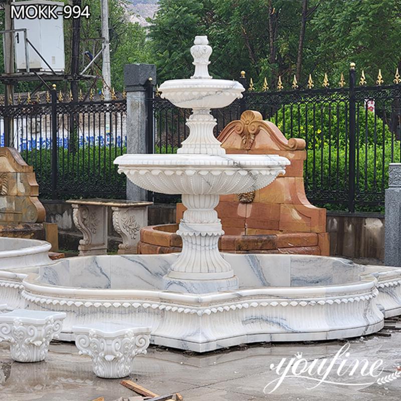  » Outdoor Classic Two Tiered White Marble Water Fountain for Front Yard Factory Supply MOKK-95 Featured Image