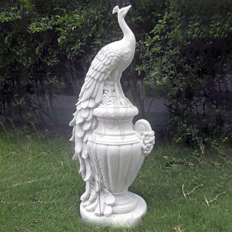 hand carved Marble peacock statue