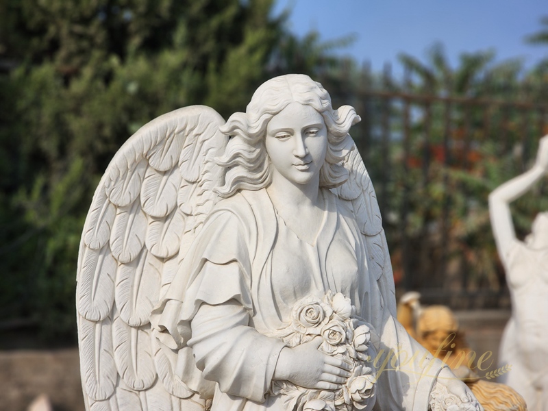 hand carved marble angel statue
