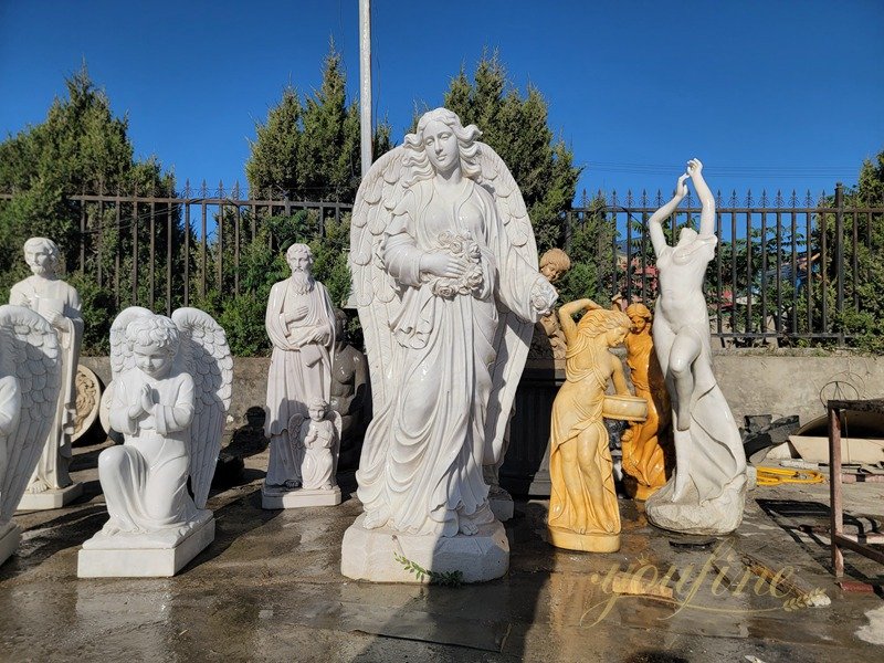 hand carved marble angel statue