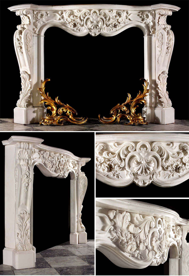 hand carved marble fireplace -YouFine Sculpture