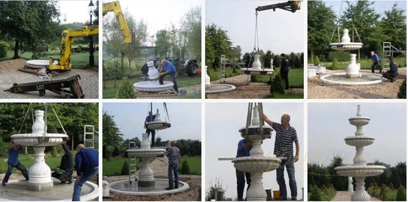 installation of marble fountain