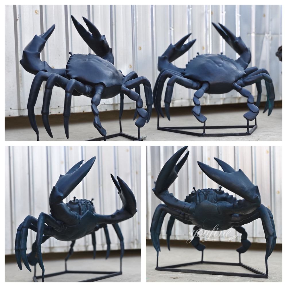large bronze crab sculpture details