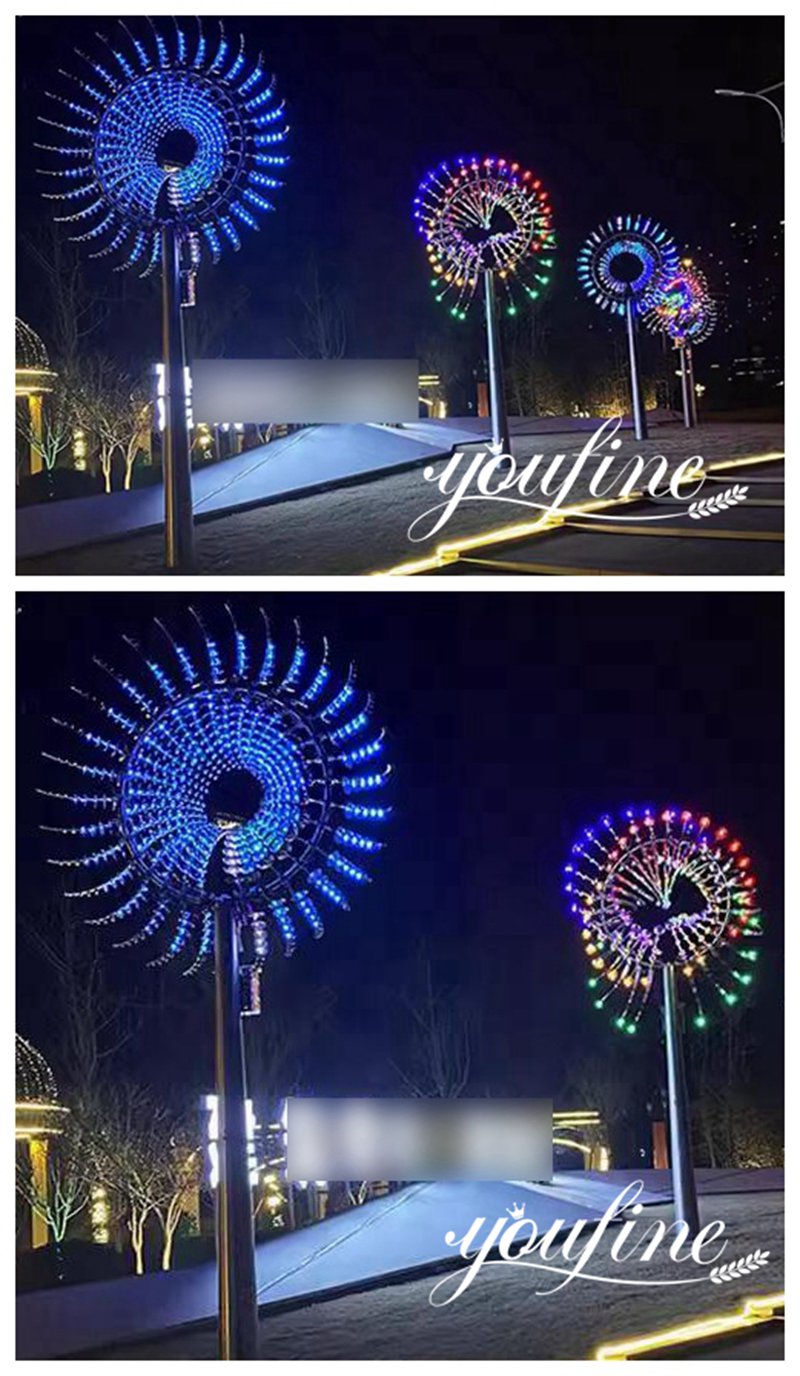 large kinetic wind sculptures with light