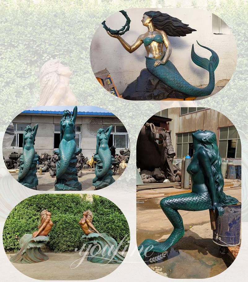 large outdoor bronze mermaid statue for sale