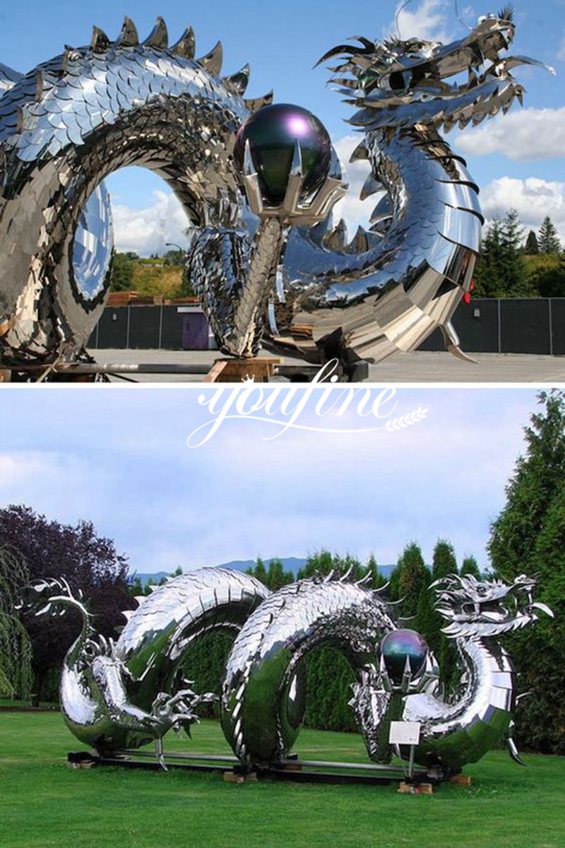 large stainless steel dragon sculpture application