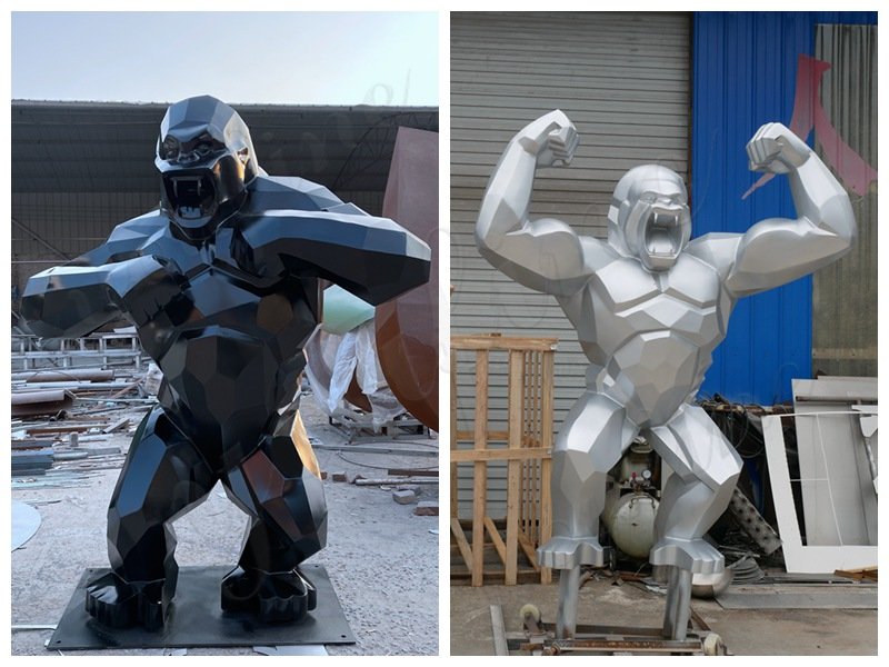 large stainless steel gorilla statue