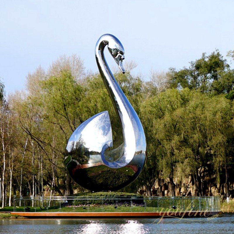 Large Stainless Steel Abstract Swan Sculpture for Outdoor Garden