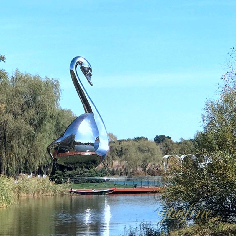 Large Stainless Steel Abstract Swan Sculpture for Outdoor Garden