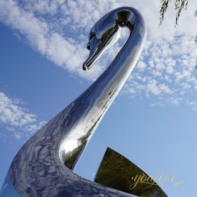 Large Stainless Steel Abstract Swan Sculpture for Outdoor Garden