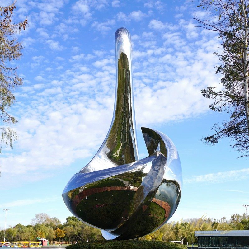 Large Stainless Steel Abstract Swan Sculpture for Outdoor Garden