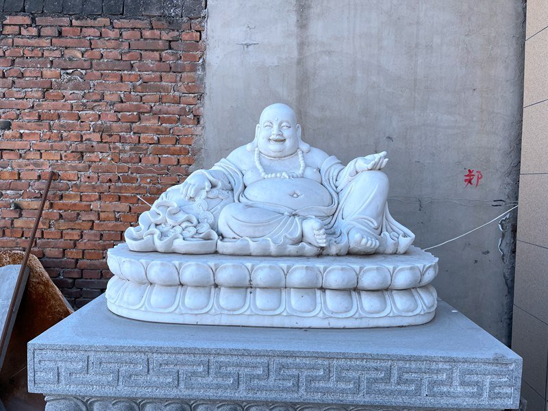 laughing buddha marble - YouFine Sculpture