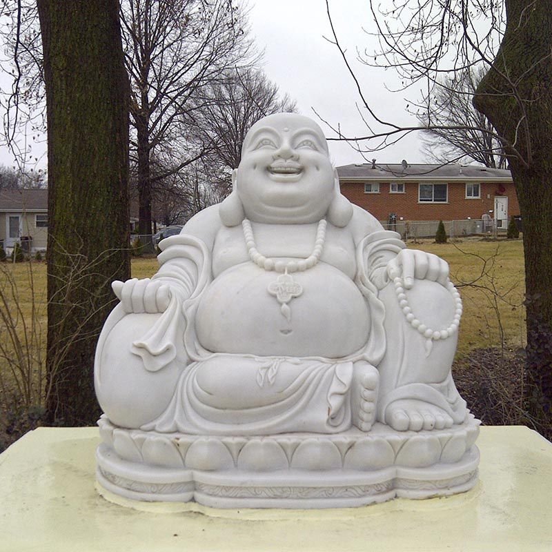 laughing buddha marble - YouFine Sculpture