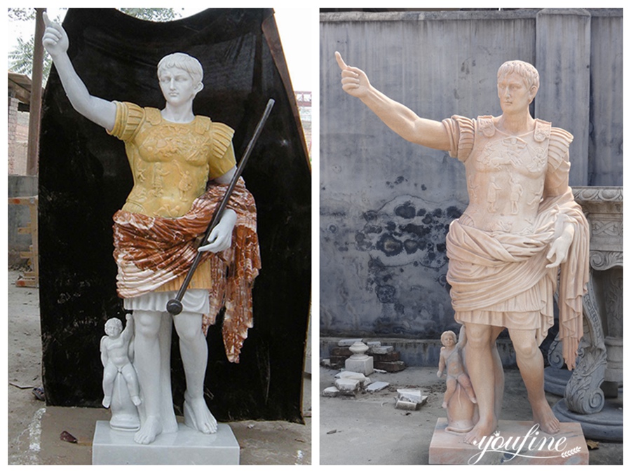 life size colorful Augustus marble statues