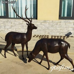  » Bronze Life Size Deer Statue Outdoor Decor Manufacturer BOKK-287