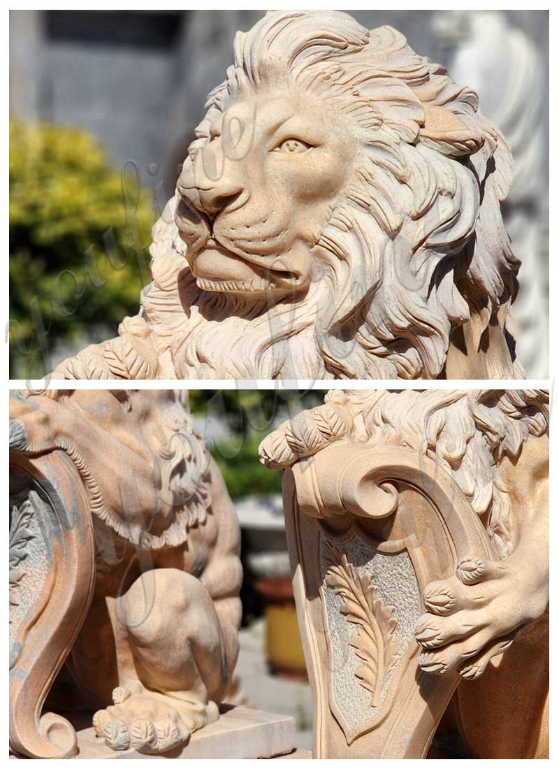 lion statue with shield -YouFine Sculpture
