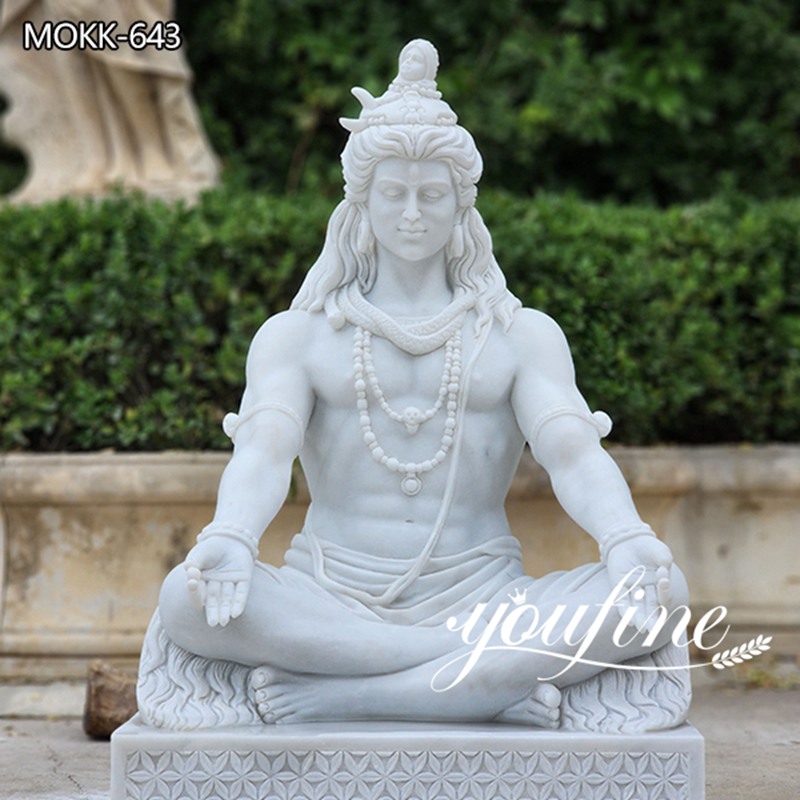 Life Size White Lord Shiva Marble Statue for Sale