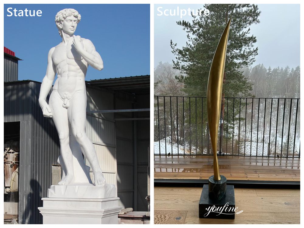 marble David statue replica vs bronze Bird in Space sculpture