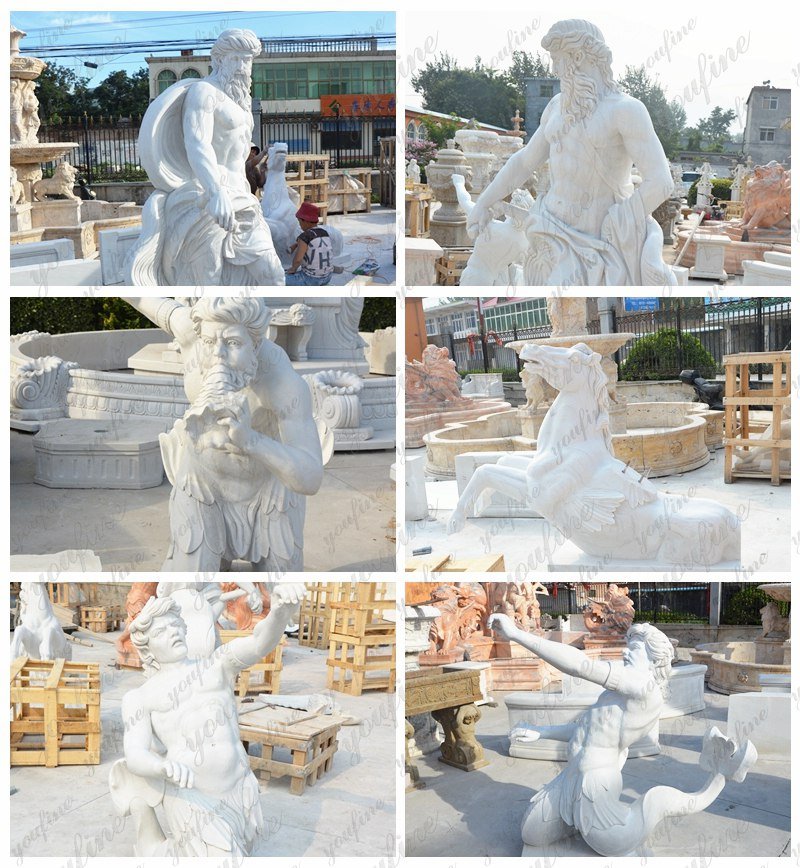 marble Trevi fountain replica details