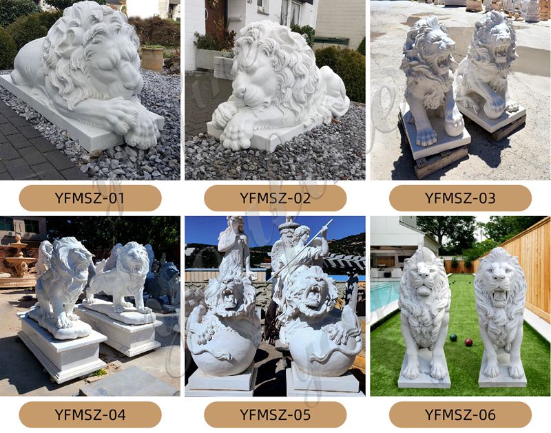 marble guardian lion statues-YouFine Sculpture