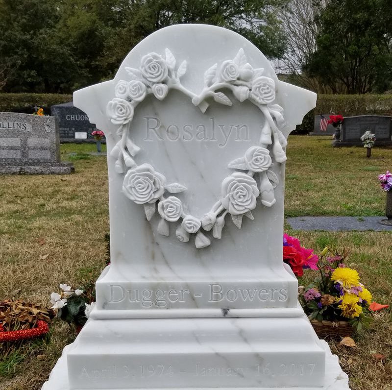 marble heart shaped tombstone