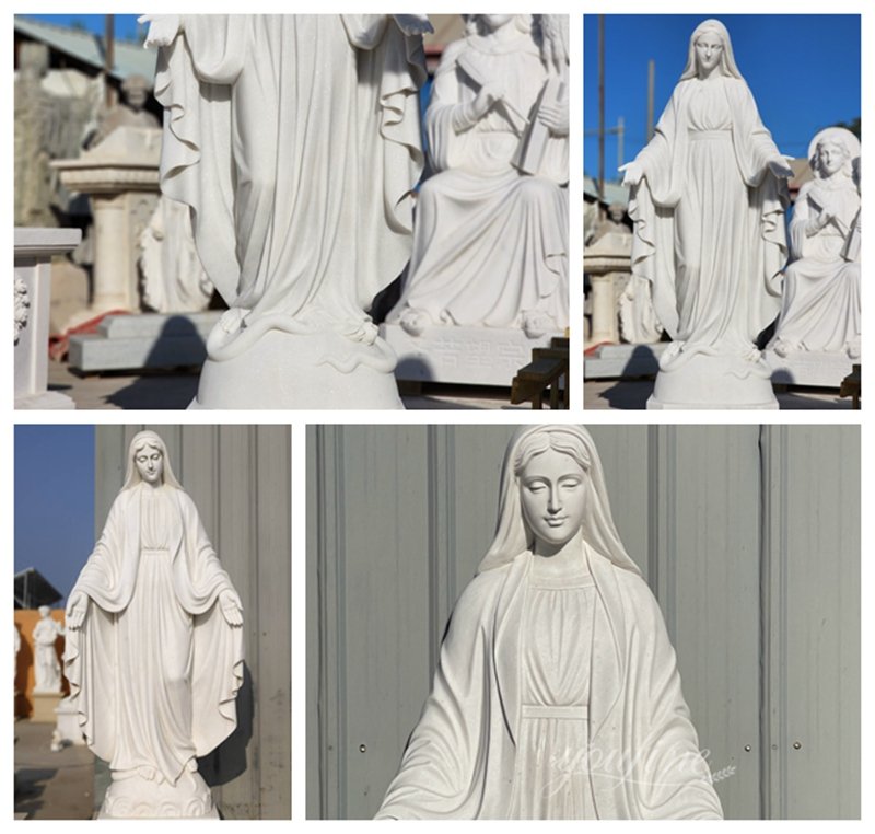 White Outdoor Marble Our Lady of Grace Statue for sale