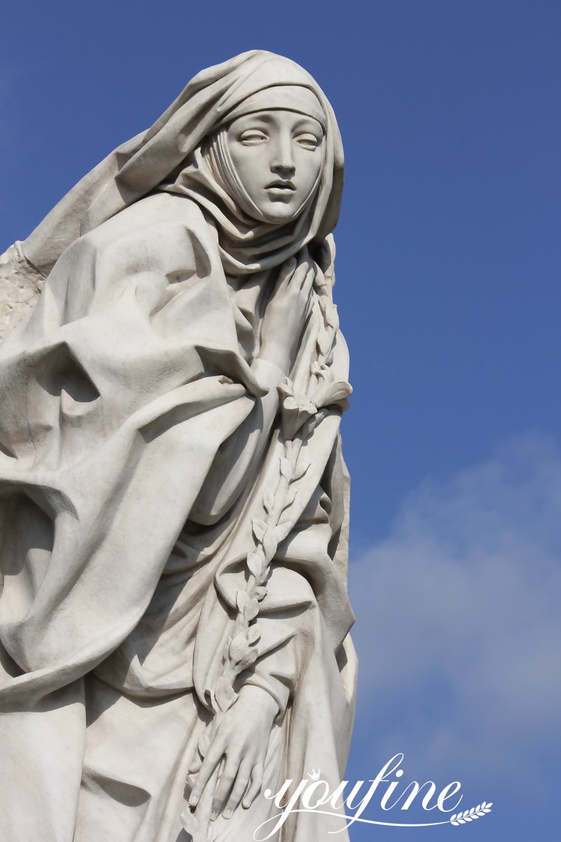 marble st catherine of siena statue details