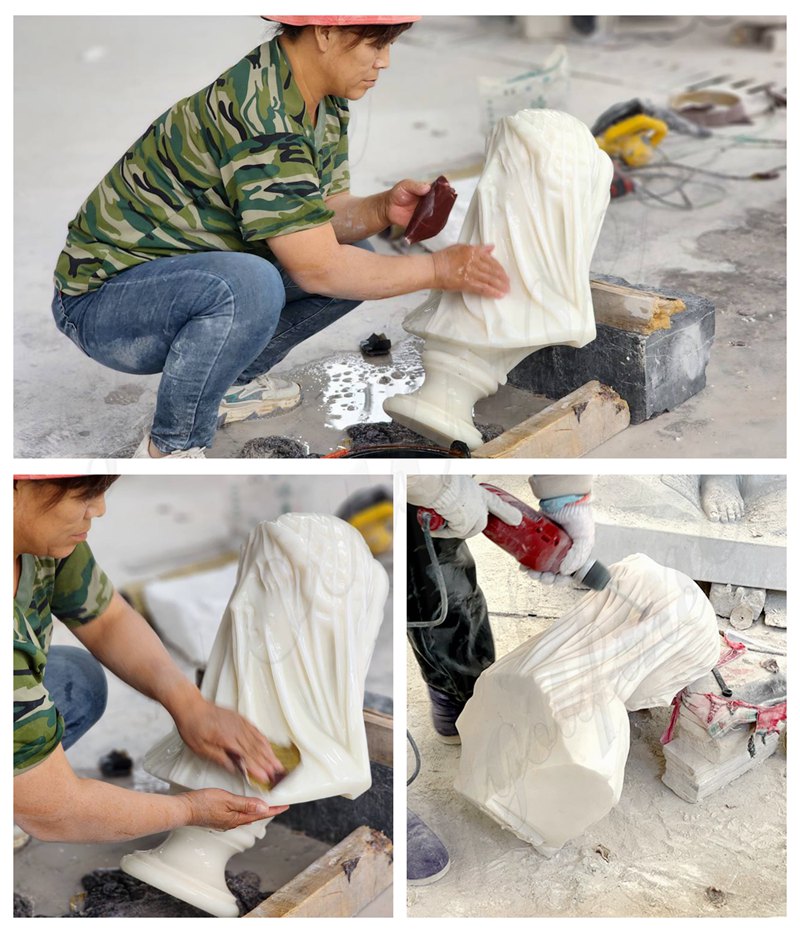 marble veiled virgin replica carving process