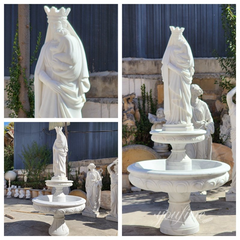 marble virgin mary water fountain details