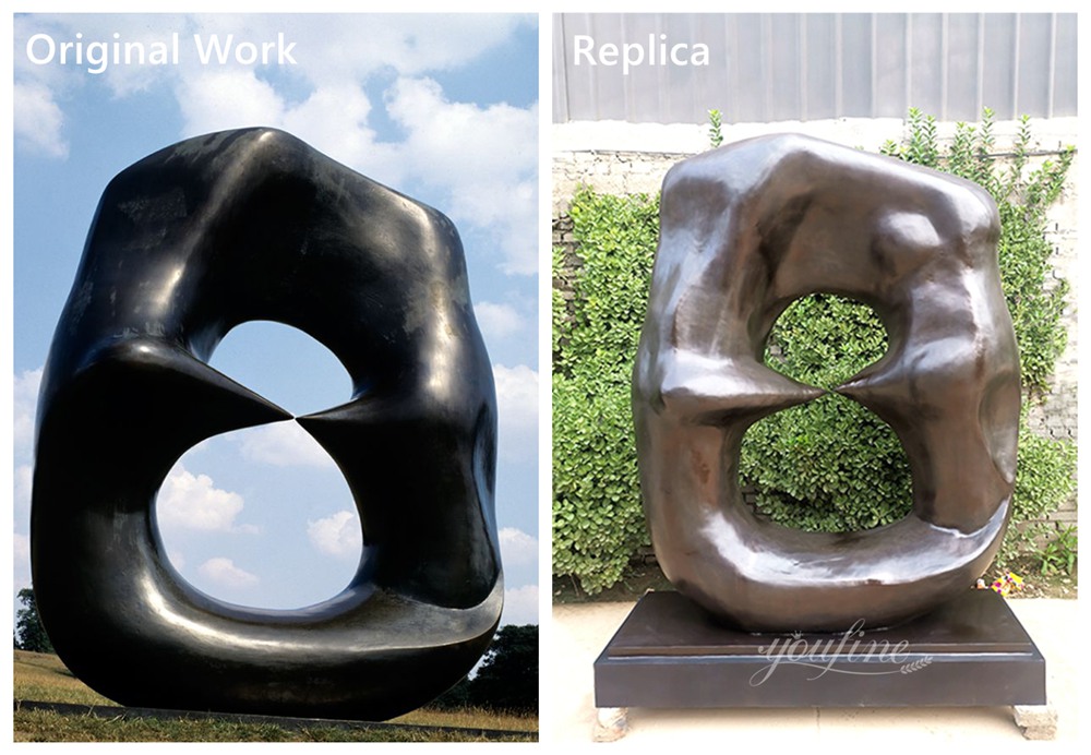 modern bronze sculpture henry moore oval with points original vs casting replica