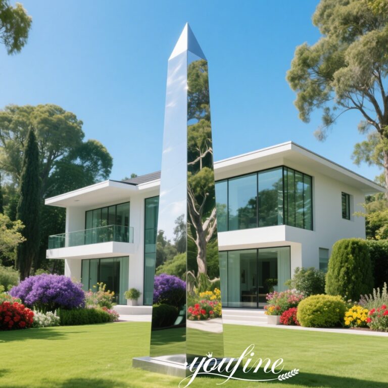 modern large stainless steel obelisk for villa decor