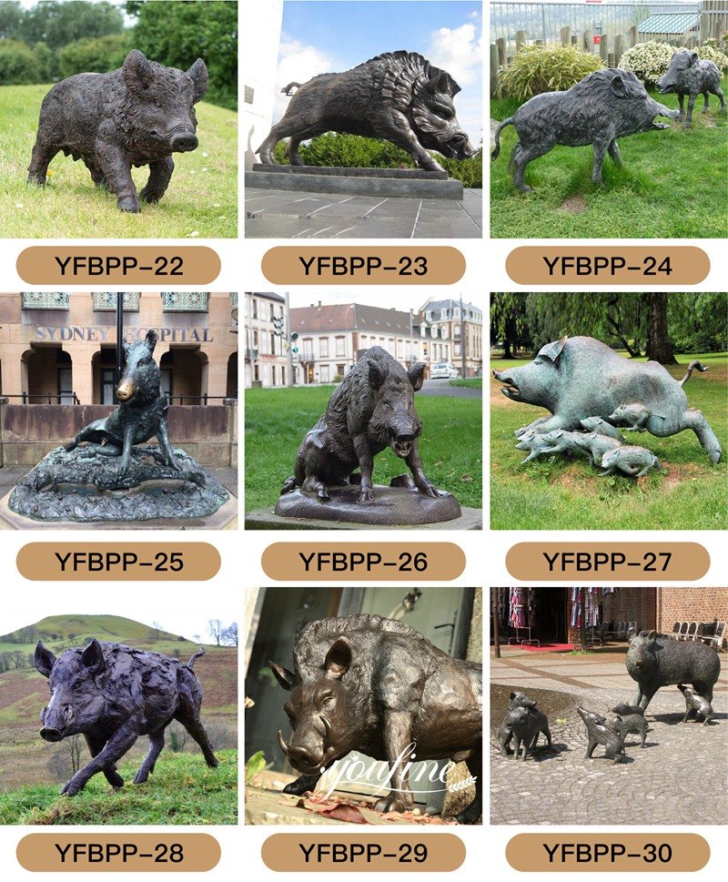 more bronze boar sculptures