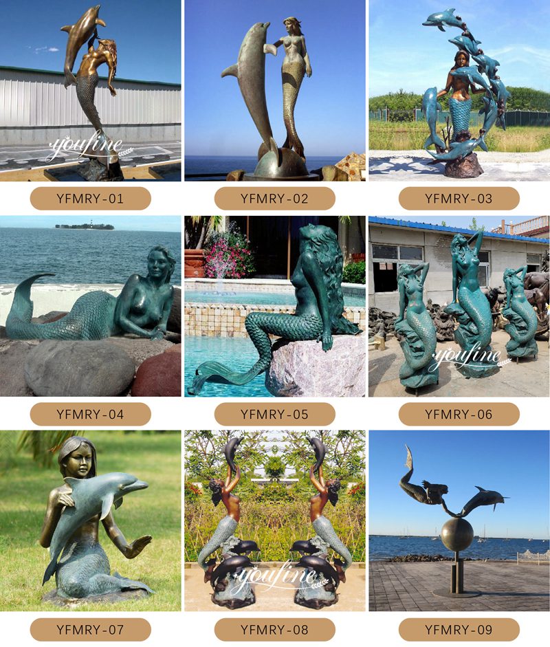 more bronze mermaid statues