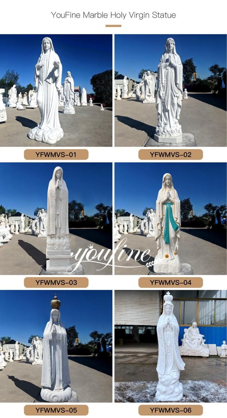 63" Outdoor Marble Our Lady of Grace Statue for Sale