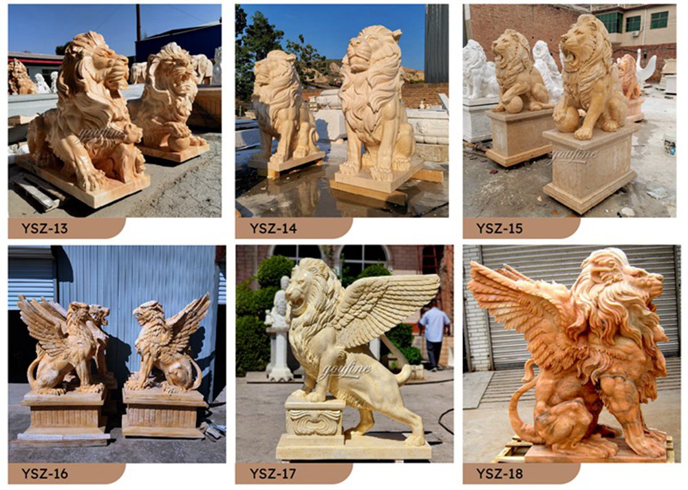 more marble lion statues