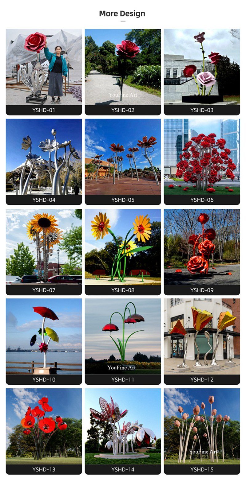 more metal flower sculptures