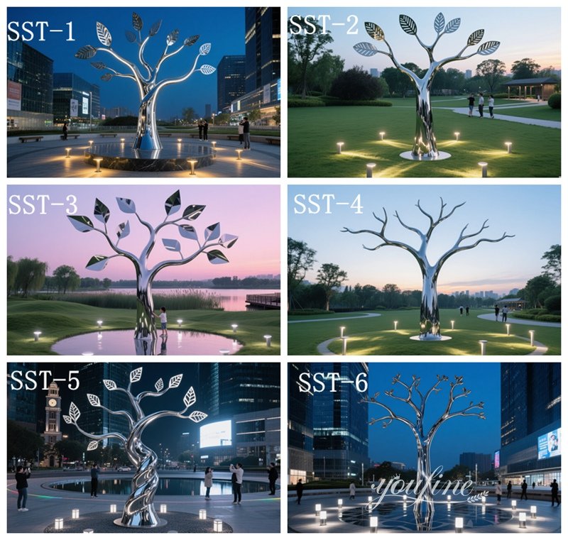 more outdoor metal tree sculptures for urban decor