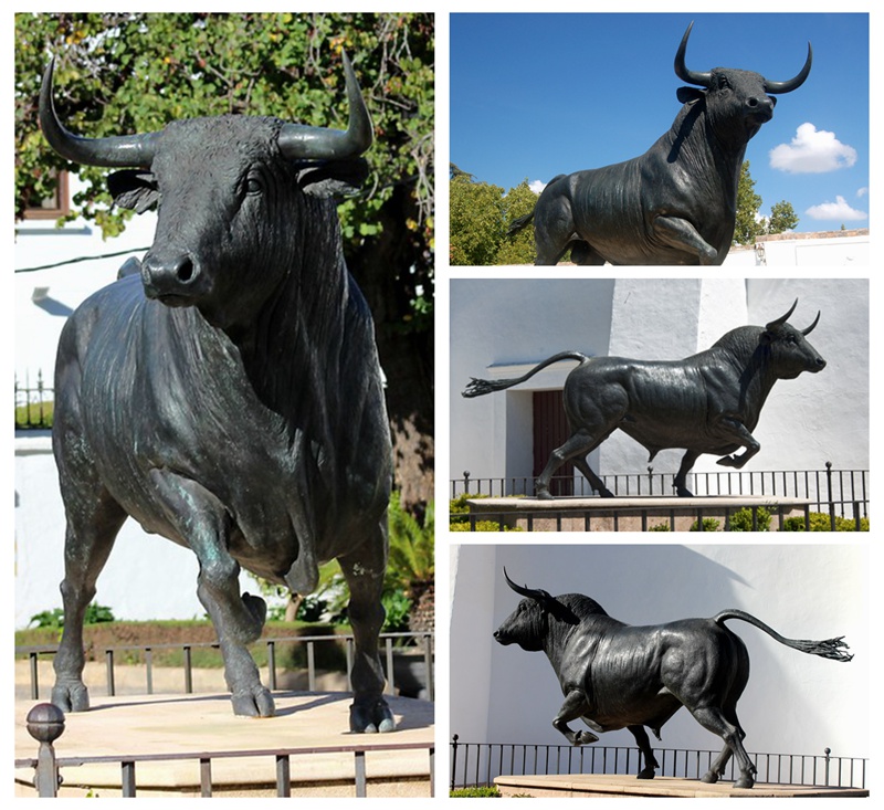 original bronze running bull sculpture details